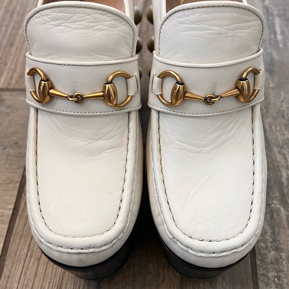 Gucci Vegas White Pearl Studded Platform Loafer size 37 - Picture 5 of 13